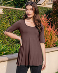 Elbow Sleeve Swing Tunic Top For Women