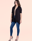 Loose Fit Open Front Cardigan with Half Sleeve