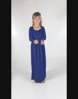 24seven Comfort Apparel Girls Long Sleeve Pleated Maxi Dress Solid Color