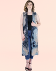 Tie Dye Sleeveless Open Front Plus Size Cardigan Vest