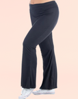 Black Bell Bottom Foldover Waist Plus Size Sweatpants