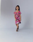 Girls Pink Cold Shoulder Knee Length Dress