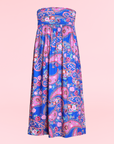 Girls Blue Paisley Print Strapless Tube Maxi Dress