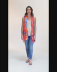 Orange Tie Dye Maternity Open Front Shrug Vest
