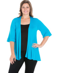 Elbow Length Sleeve Open Front Plus Size Cardigan