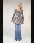 Maternity Army Green Paisley Long Sleeve Tunic Top