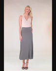 Womens Elastic Waist Solid Color Maternity Maxi Skirt