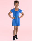 24seven Comfort Apparel Pleated Cold Shoulder Girls Summer Dress