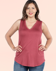 V Neck Sleeveless Rounded Hemline Plus Size Top