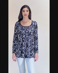 Floral Black Long Sleeve Tunic Top