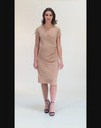 Faux Wrapover Maternity Dress with Cap Sleeves