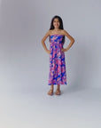 Girls Blue Paisley Print Strapless Tube Maxi Dress