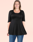 Elbow Sleeve Plus Size Tunic Top For Women