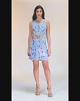 Baby Blue Floral Sleeveless Mini Shift Dress