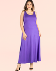 Simple A Line Plus Size  Tank Maxi Dress