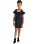 24seven Comfort Apparel Pleated Cold Shoulder Girls Summer Dress