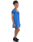 24seven Comfort Apparel Pleated Cold Shoulder Girls Summer Dress