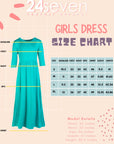 24seven Comfort Apparel Girls Three Quarter Sleeve Pleated Maxi Dress Machine Washable