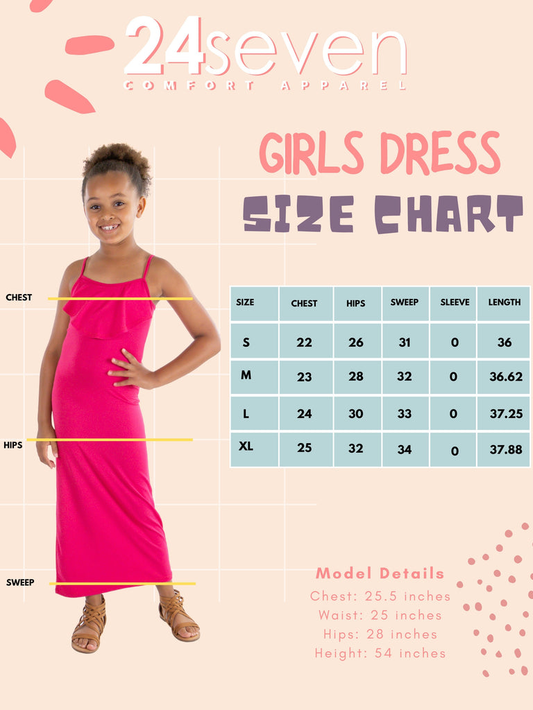 24seven Comfort Apparel Ruffle Spaghetti Strap Girls Maxi Dress