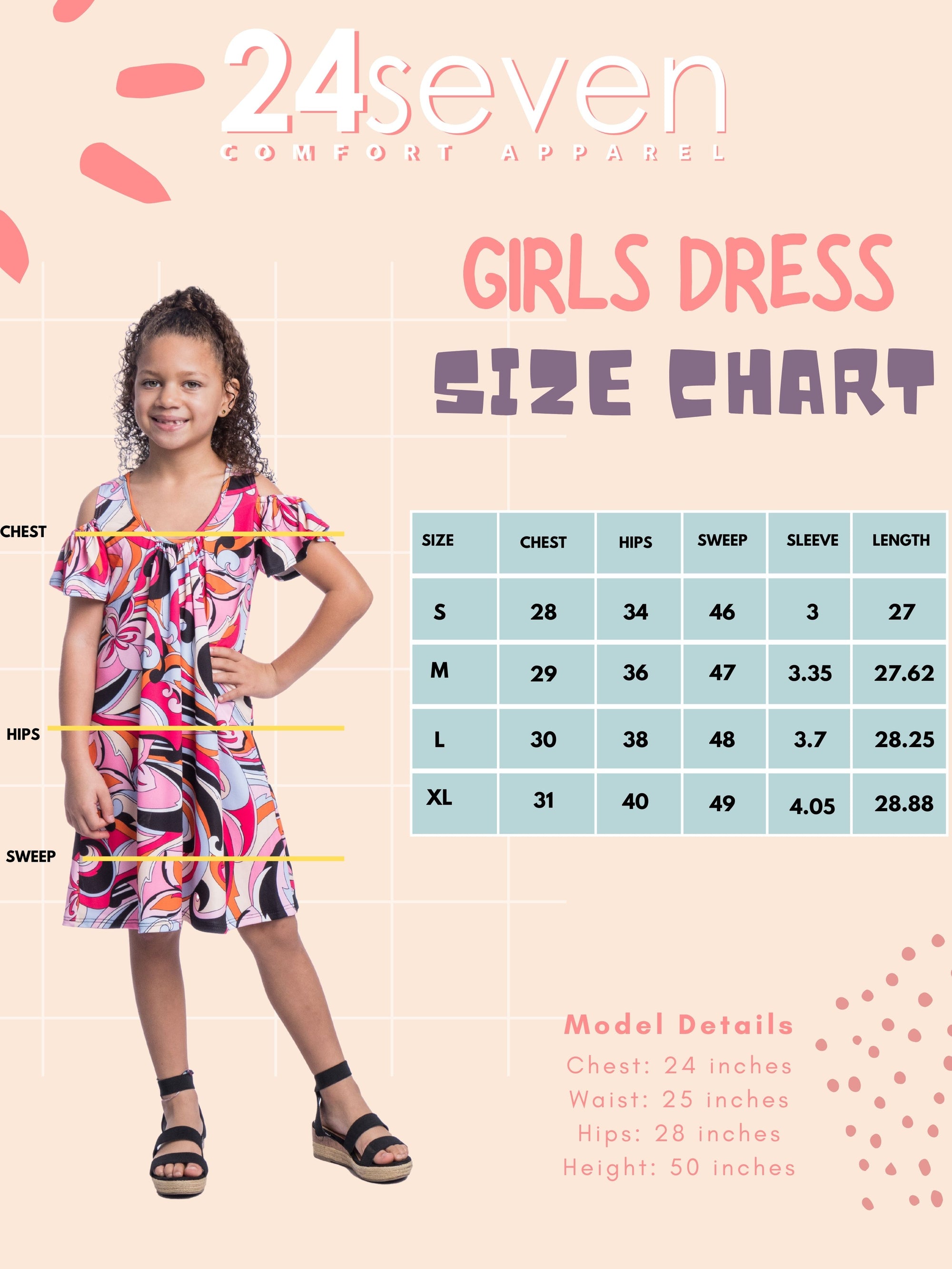 Girls Pink Cold Shoulder Knee Length Dress