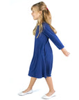 24seven Comfort Apparel Girls Long Sleeve Loose Fit Knee Length Tunic Pocket Dress