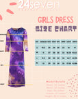 24seven Comfort Apparel Purple Tie Dye Girls Long Sleeve Side Slit Maxi Dress