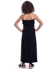 Girls Solid Color Strapless Tube Maxi Dress