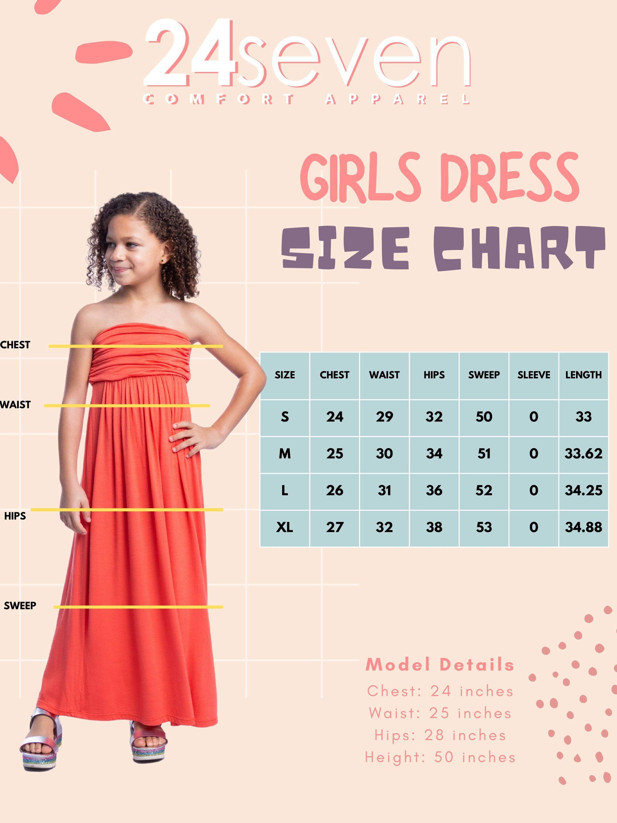 Girls Solid Color Strapless Tube Maxi Dress