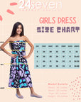 Girls Purple Butterfly Print Strapless Tube Maxi Dress