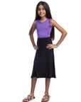 Girls Casual Solid Color Elastic Waist A Line Skirt