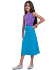 Girls Casual Solid Color Elastic Waist A Line Skirt