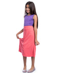 Girls Casual Solid Color Elastic Waist A Line Skirt