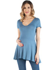 Cap Sleeve Maternity Tunic Top with Soft Flare Hem