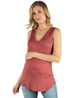 V Neck Maternity Tunic Tank Top with Round Hemline