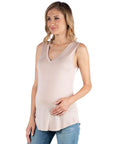 V Neck Maternity Tunic Tank Top with Round Hemline