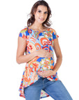 Multicolor Floral Maternity High Low Tunic Top