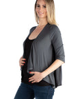 Elbow Length Sleeve Maternity Open Cardigan