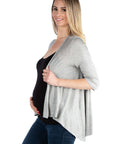 Elbow Length Sleeve Maternity Open Cardigan