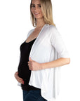 Elbow Length Sleeve Maternity Open Cardigan