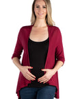 Elbow Length Sleeve Maternity Open Cardigan