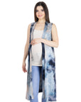 Tie Dye Sleeveless Open Front Maternity Cardigan Vest