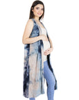 Tie Dye Sleeveless Open Front Maternity Cardigan Vest