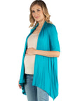 Loose Fit Open Front Maternity Cardigan with Half Sleeve