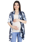 Tie Dye Elbow Sleeve Open Front Maternity Cardigan