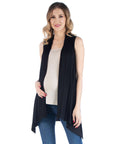 Draped Maternity Open Front Sleeveless Cardigan