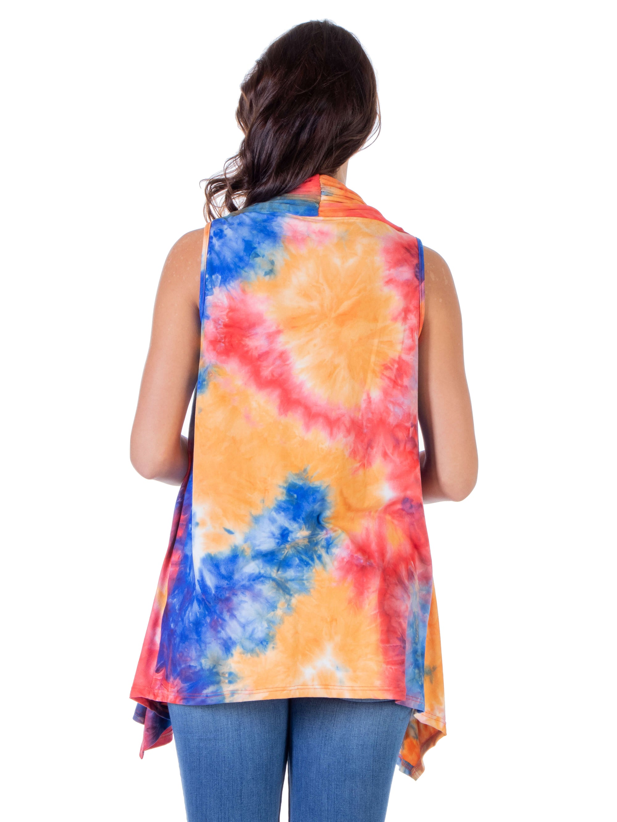Orange Tie Dye Maternity Open Front Shrug Vest