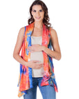 Orange Tie Dye Maternity Open Front Shrug Vest