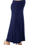 Womens Elastic Waist Solid Color Maternity Maxi Skirt