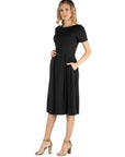 Maternity Midi Dress with Short Sleeve and Pocket Detail