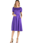 Maternity Midi Dress with Short Sleeve and Pocket Detail